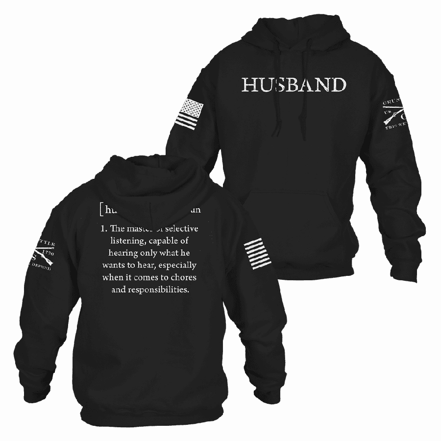 Husband Defined Hoodie - Black Fashion Motion Fleece Lined Interior