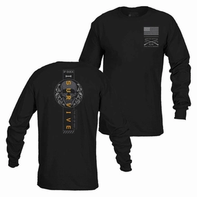 Raw Hem Detail Adjustable Hood I Survive Long Sleeve - Black