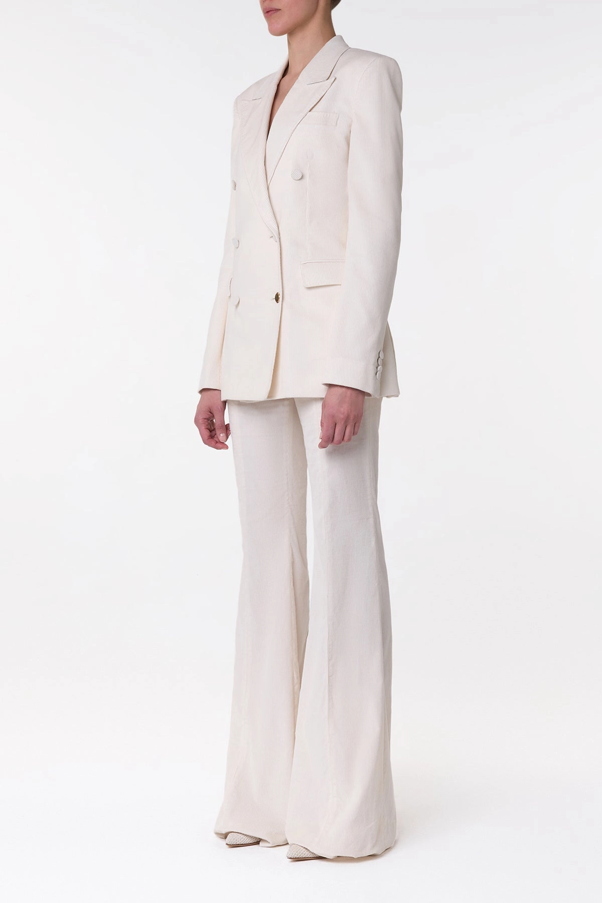 Flawless Look Ianthe Flare Pant in Ivory Sea Island Cotton Corduroy