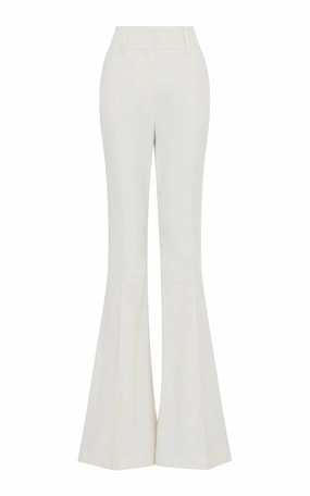 Ianthe Flare Pant in Ivory Sea Island Cotton Corduroy Comfortable Tailoring Smart Office Look