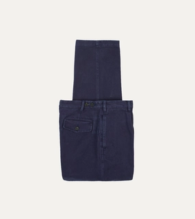 Comfy Texture Indigo Heavy Cotton Twill Games Trousers