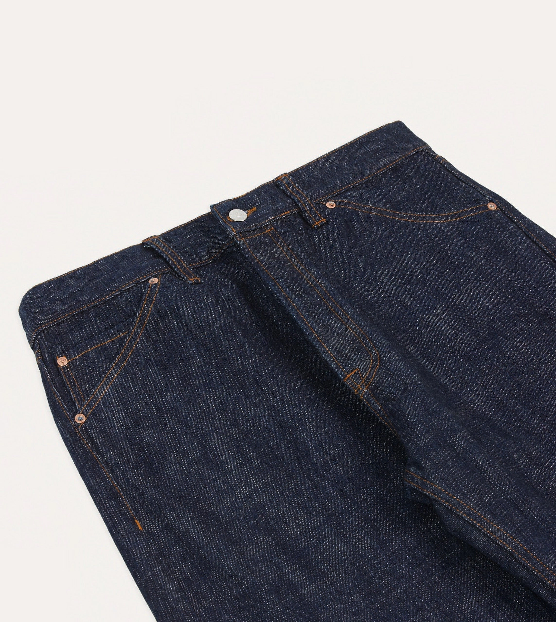 Indigo Rinse 15.5oz Japanese Selvedge Denim Five-Pocket Jeans Tagless Design Eco Friendly Material
