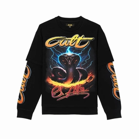 Printed Logo Cult x El Alfa Premium Long Sleeve Thermal Shirt "Cobra" in Black