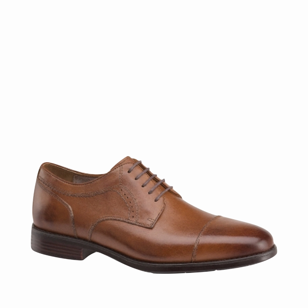 Low volume Johnston & Murphy Men's Branning Cap Toe Waterproof Oxford in Tan