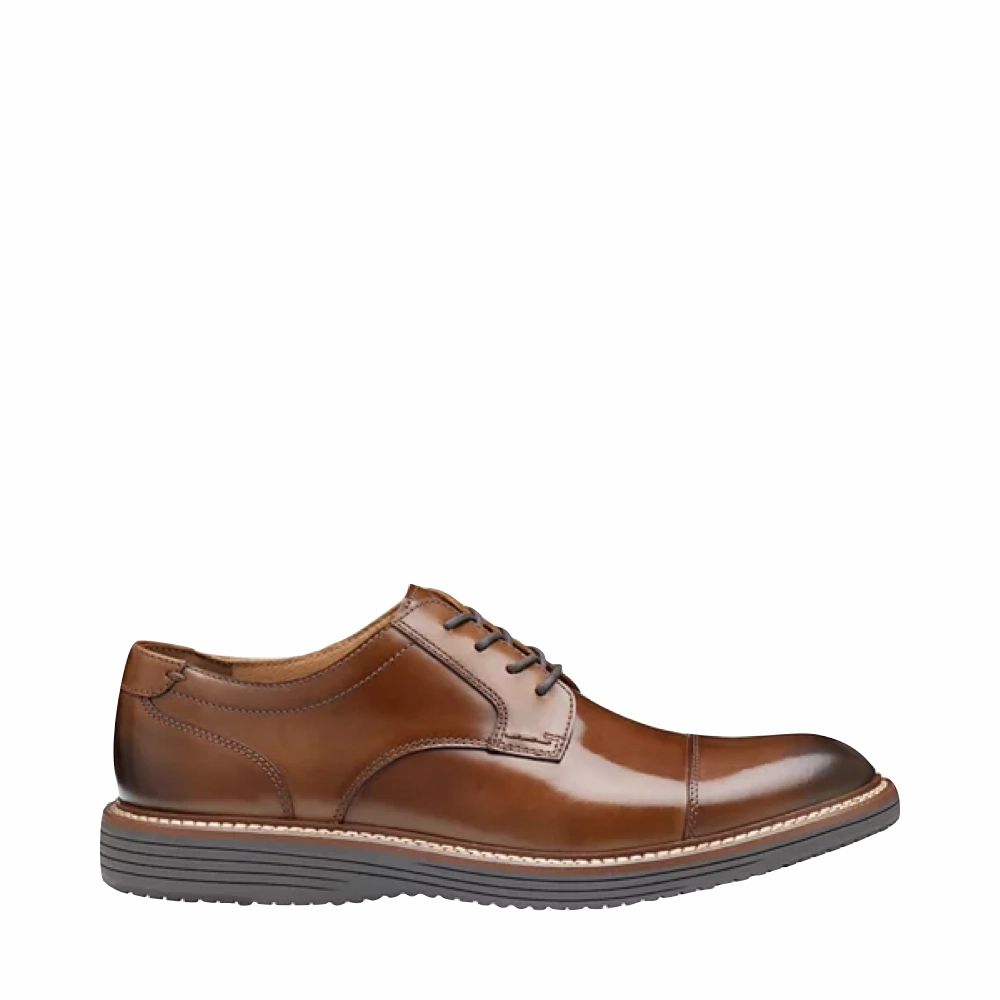Elastic Material Johnston & Murphy Men's Upton Dress Cap Toe in Tan