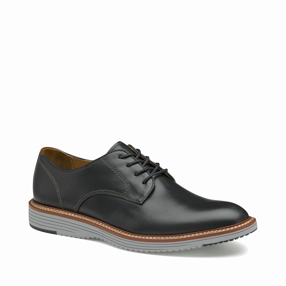 Quiet Aesthetic Johnston & Murphy Men's Upton Plain Toe Leather Lace Oxford in Black