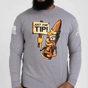 Just The Tip Long Sleeve - Dark Heather Gray Zebra like Reinforced Stitching