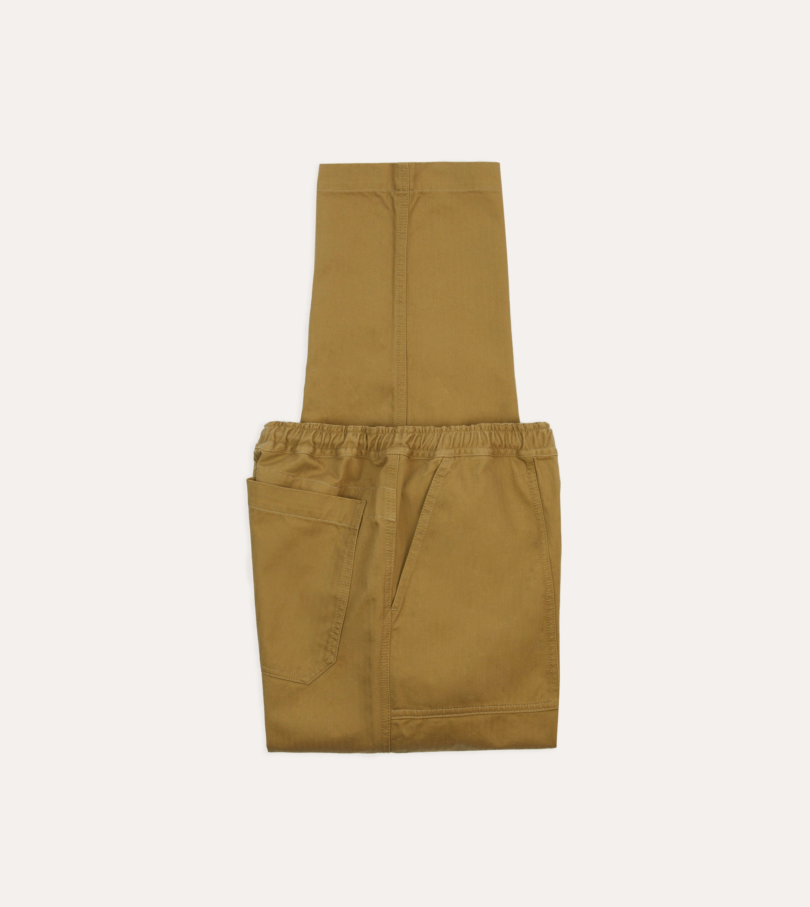 Khaki Herringbone Twill Cotton Drawstring Trousers Rayon drape Cool Weather