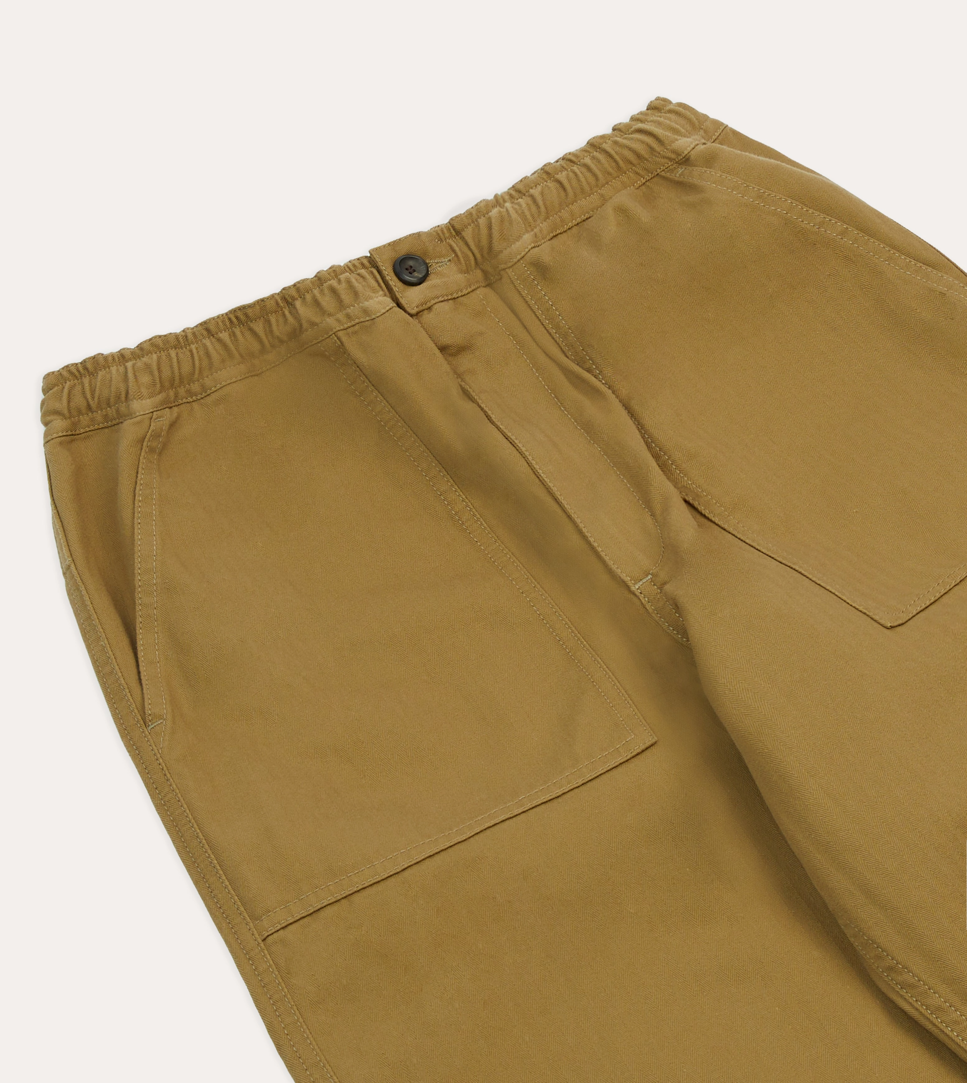 ExtendedSizeRange Quality Fabric Khaki Herringbone Twill Cotton Drawstring Trousers