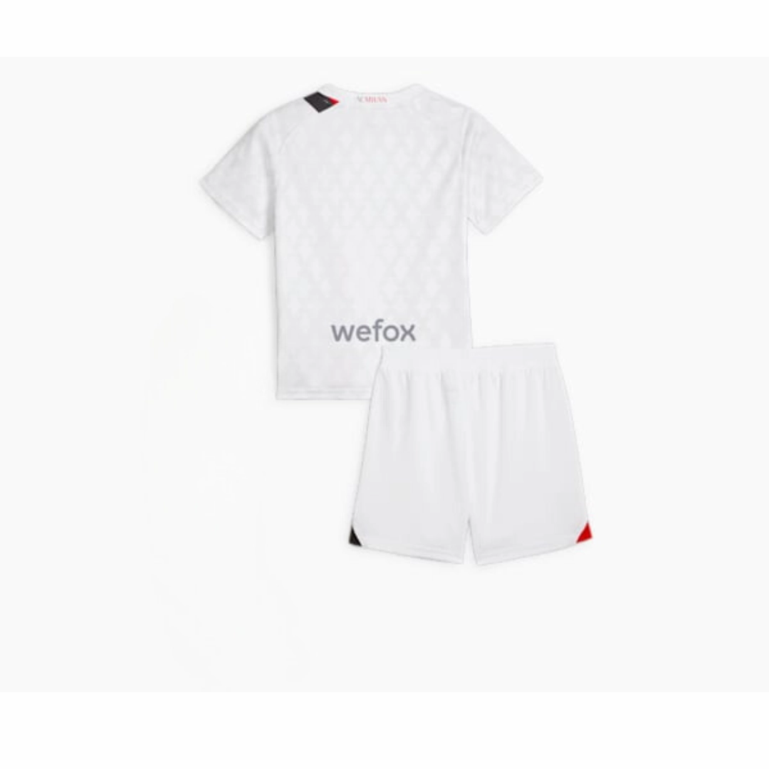 Kids AC Milan 23/24 Away Minikit Full Set Shirt & Shorts Athletic Collar Style
