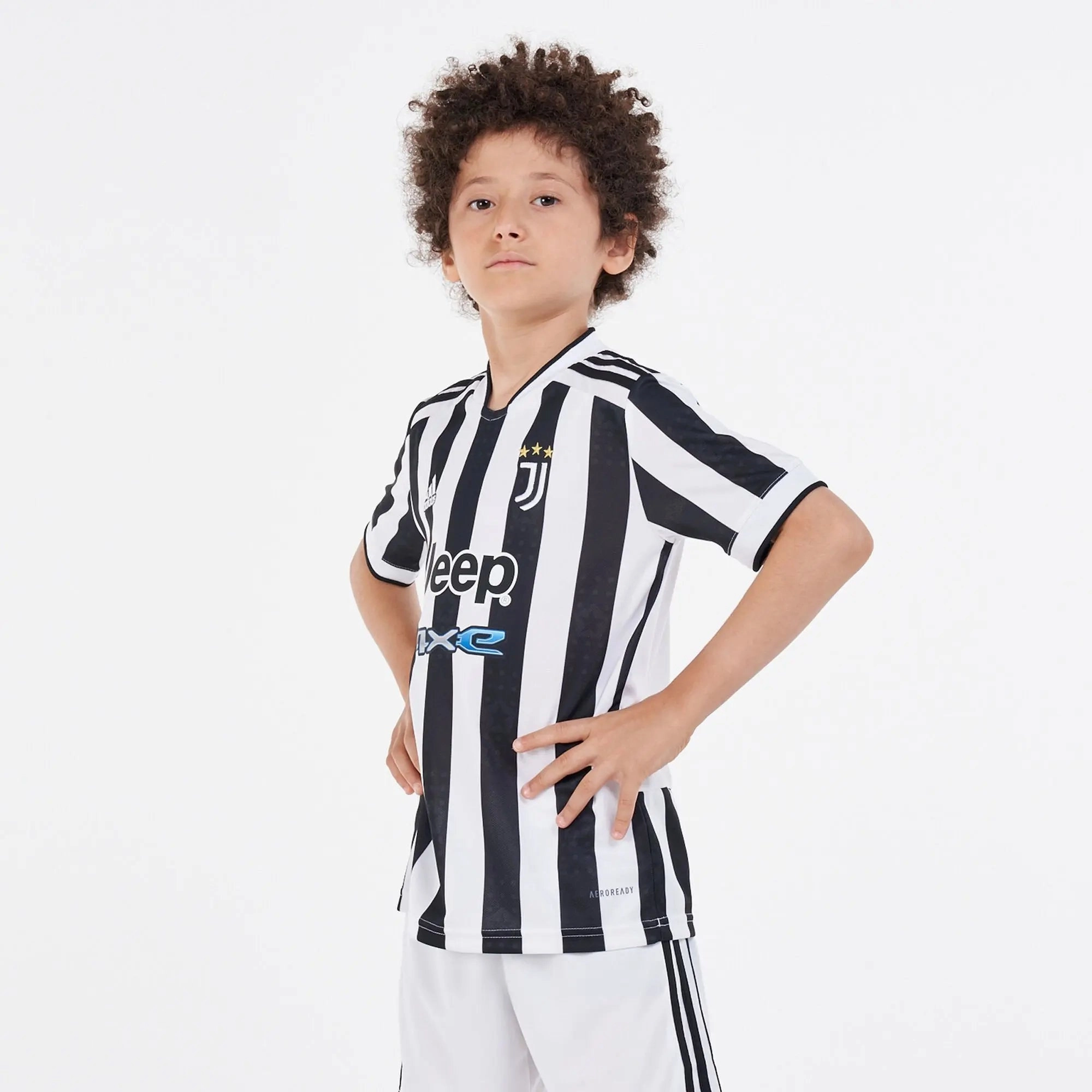 Kids Juventus FC Home Replica Kit 22/23 Full Set T-shirt & Short Microfiber Blend 3D Knit Seamless Pattern