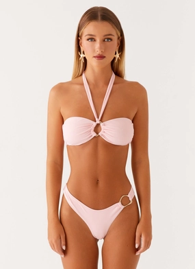 Kivara Bikini Bottoms - Pink Multi Way Tie Anti Chafe Panels