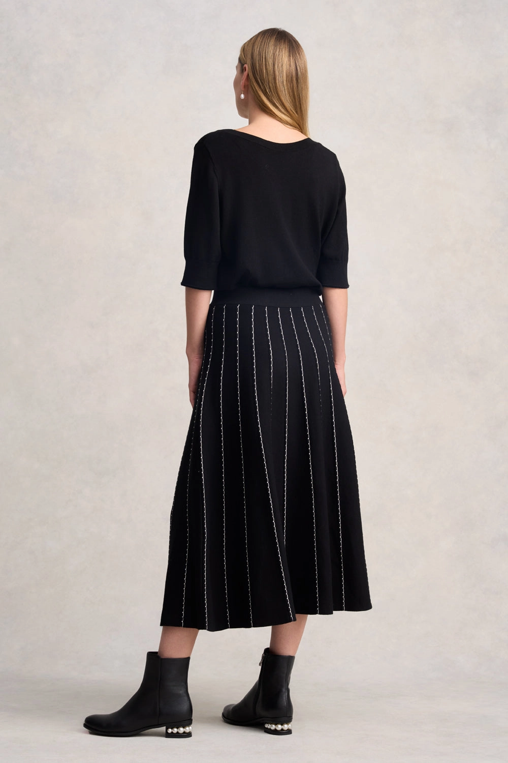 Knit Midi Skirt - Black Fast fashion Street Edge