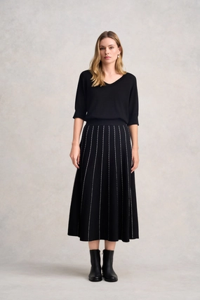 Knit Midi Skirt - Black Fresh Style Coordinated Set