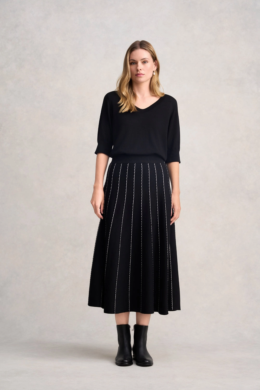 Knit Midi Skirt - Black Fresh Style Coordinated Set