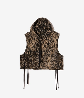 Rayon Knit Wrap Vest ?C Brown Leopard Jacquard Wool