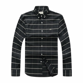 Lacoste Male Black Long Sleeve Check Shirt Plaid Fashion Forward Design
