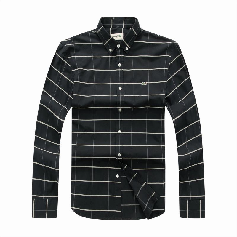 Lacoste Male Black Long Sleeve Check Shirt Plaid Fashion Forward Design