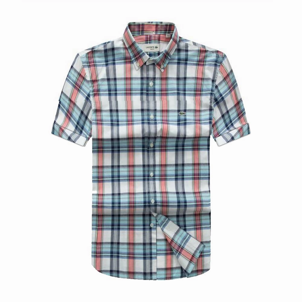 Lacoste Men Short Sleeve Check Shirt High-Quality Fabric Subtle pattern