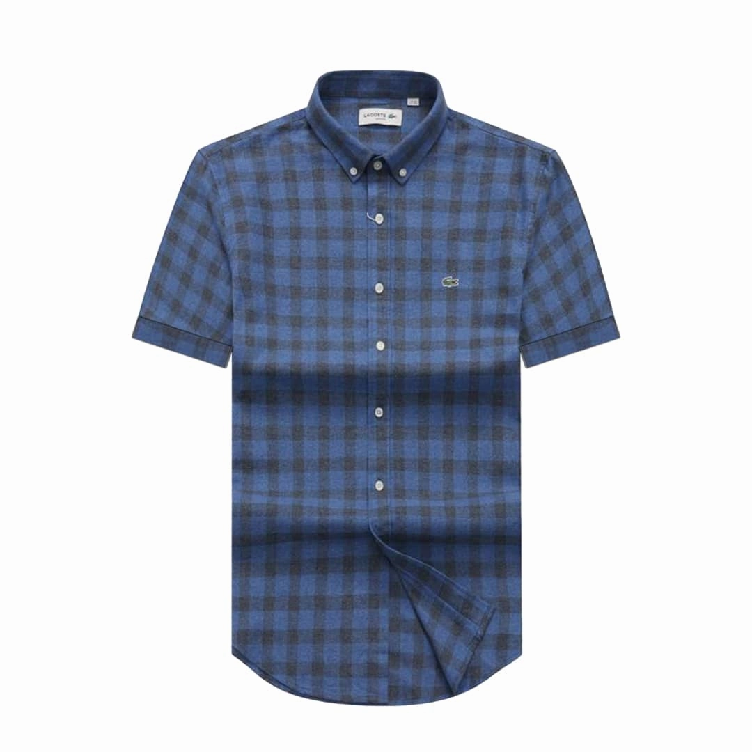 All-Weather Ready Affordable Fashion Lacoste Mens Checked Short Sleeve Cotton Oxford Shirt