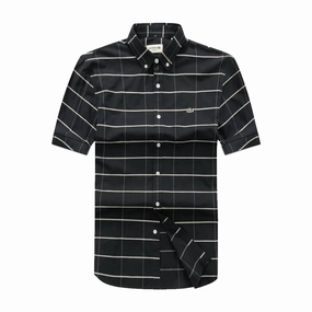 Lacoste Short Sleeve Black Check Men Shirt Layering Essential