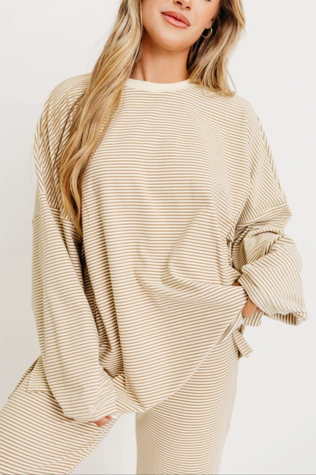 Naomi Fleece Oversized Top in Beige - Restocking in Oct Quick Release Fastener