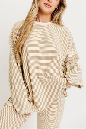 Naomi Fleece Oversized Top in Beige - Restocking in Oct Quick Release Fastener