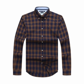 Tommy Hilfiger Long Sleeve Men II Check Shirt High-Quality Fabric Resort Wear