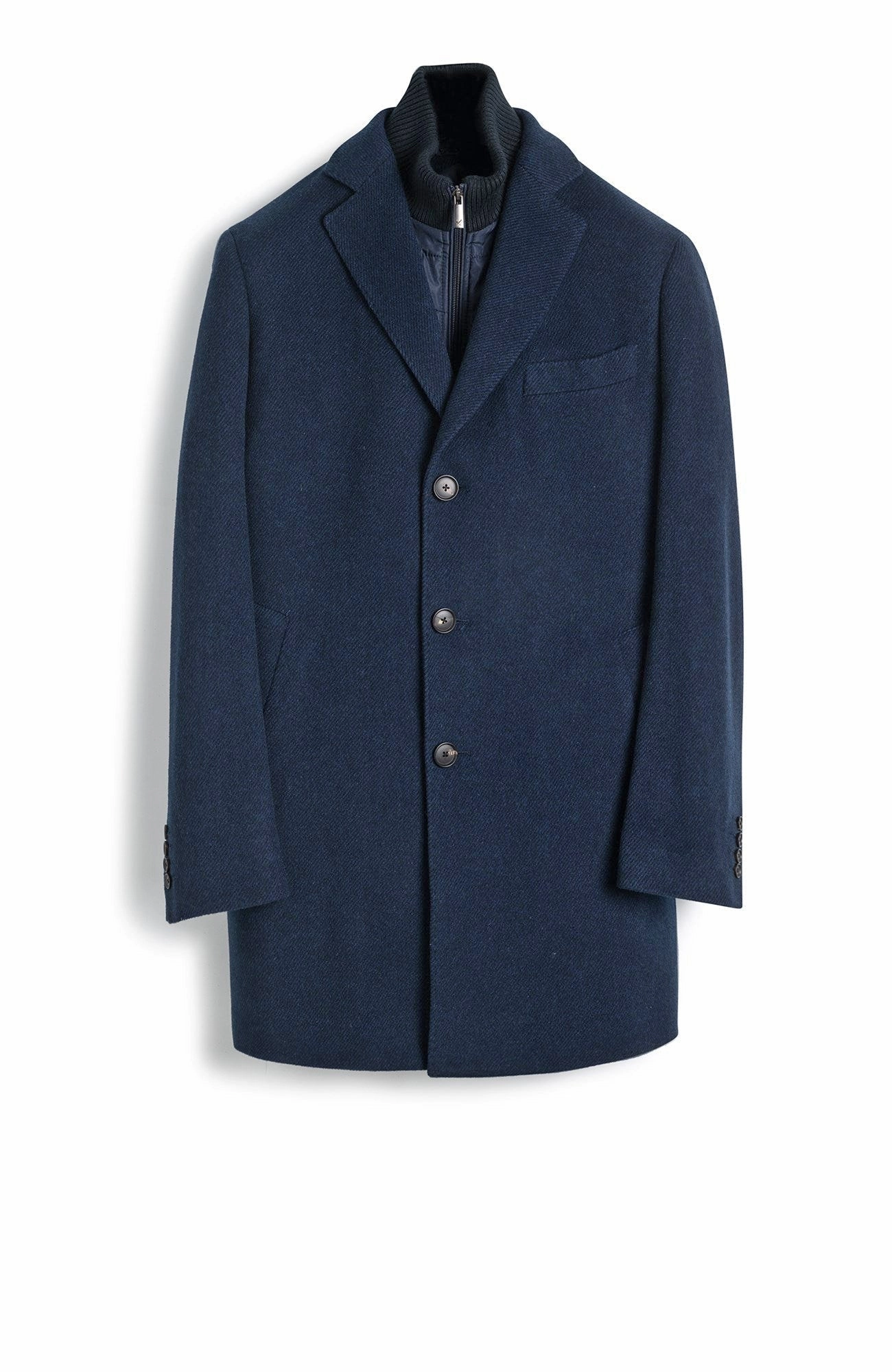 Heat Resistant Fabric Wind Resistant LECLAIRE NAVY TWILL WOOL & CASHMERE CAR COAT