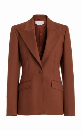 Premium Construction Sharp Tailored Look Leiva Blazer in Cognac Sportswear Wool