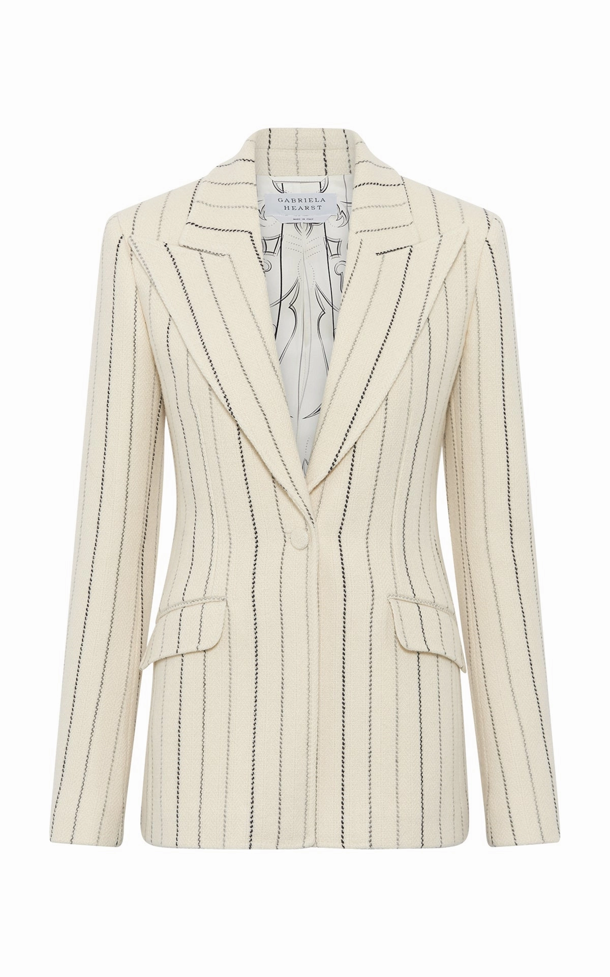 Leiva Blazer in Ivory Multi Pinstripe Wool Cashmere premium design