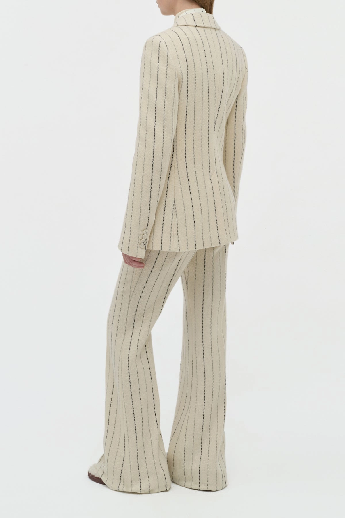 Timeless elegance Leiva Blazer in Ivory Multi Pinstripe Wool Cashmere