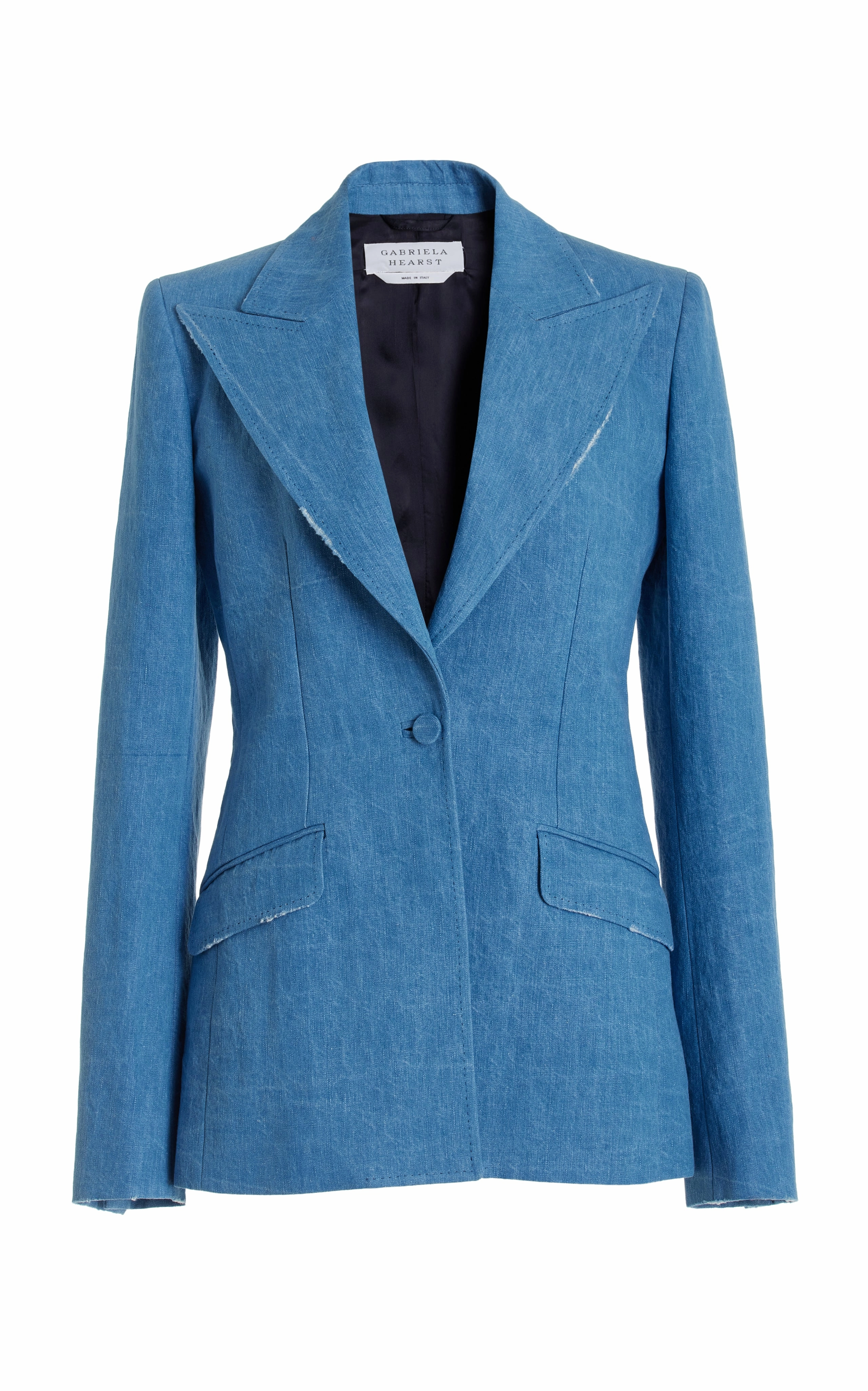 Layered Look Leiva Blazer in Light Blue Recycled Cotton Linen Denim