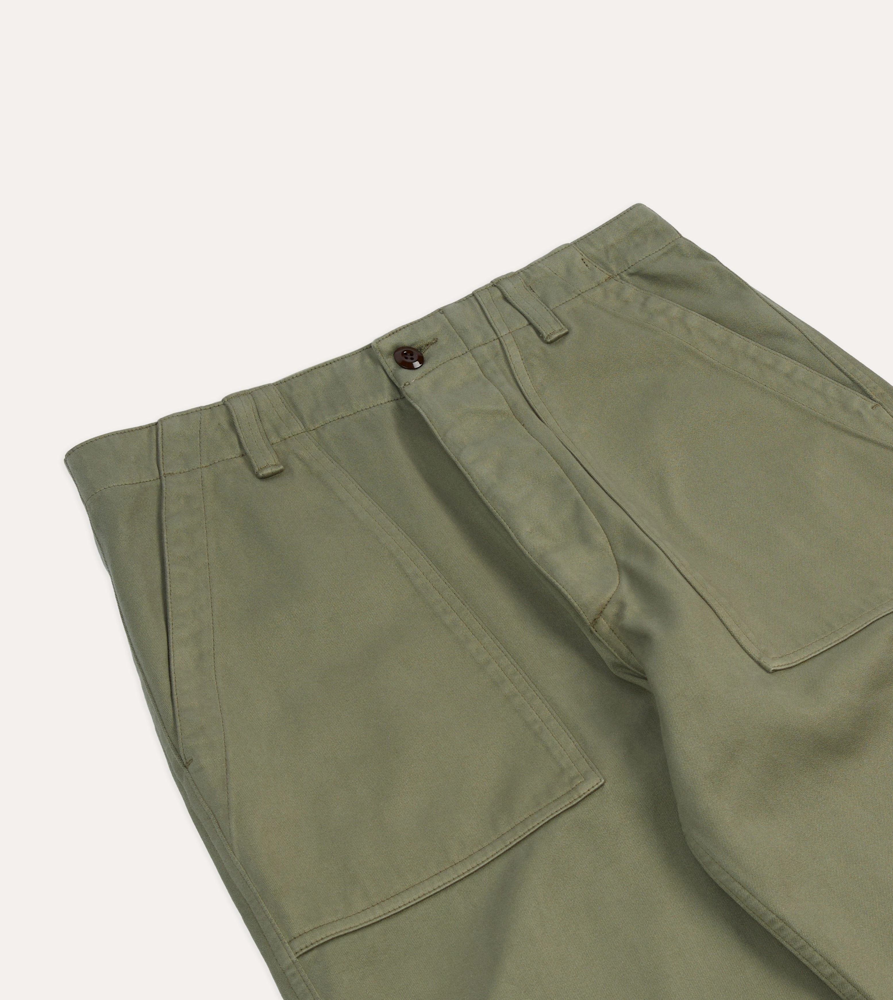 Light Olive Cotton Fatigue Trouser Chic Look