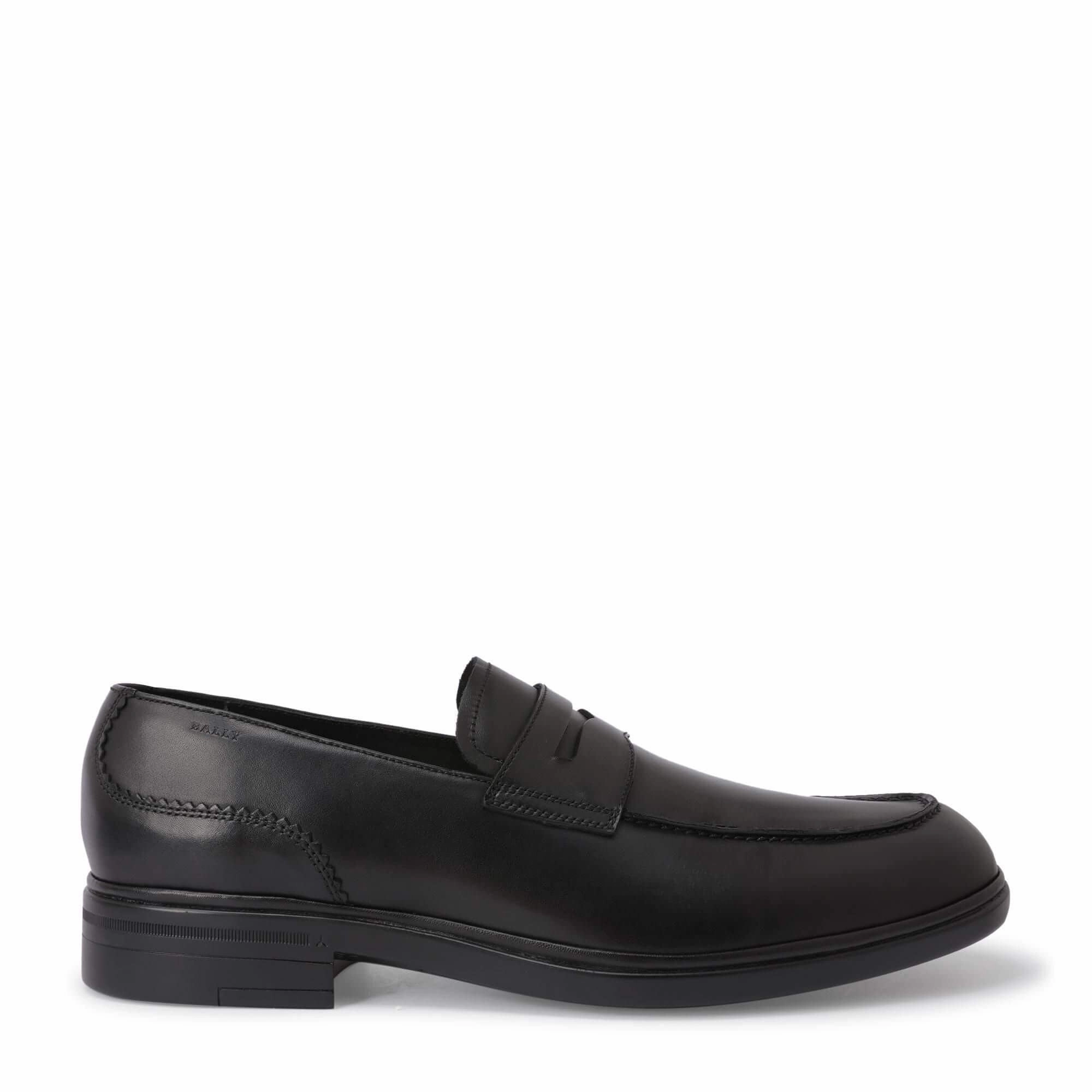 Bally Neffer Men's 6231383 Black Leather Loafers Season Friendly Premium Comfort Shoes