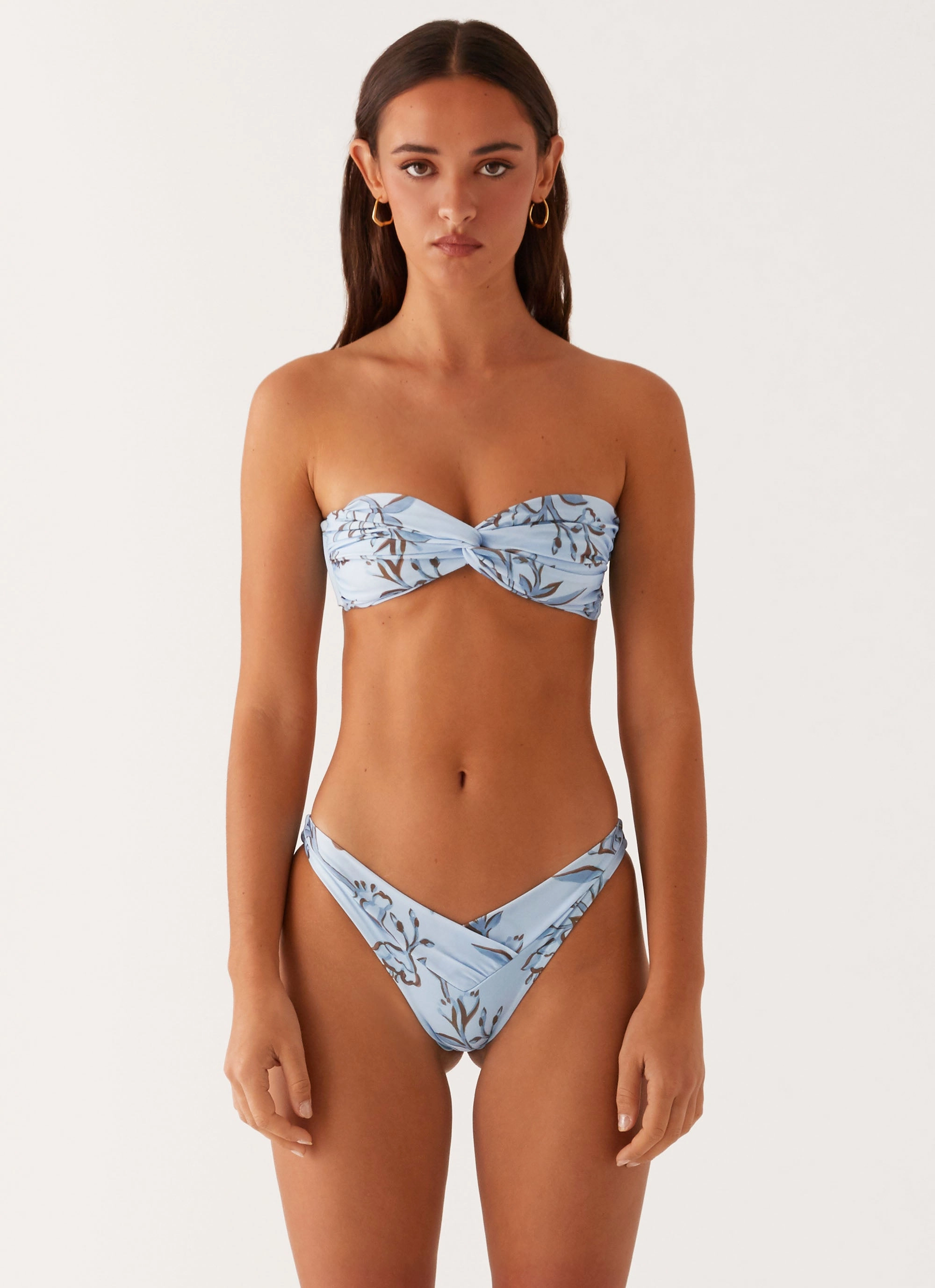 Delta Bikini Bottoms - Blue Floral Print Ultraviolet Guard