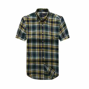 Polo RL Short Sleeve Green/Yellow Check Men shirt Gym Wear Sustainable Choice
