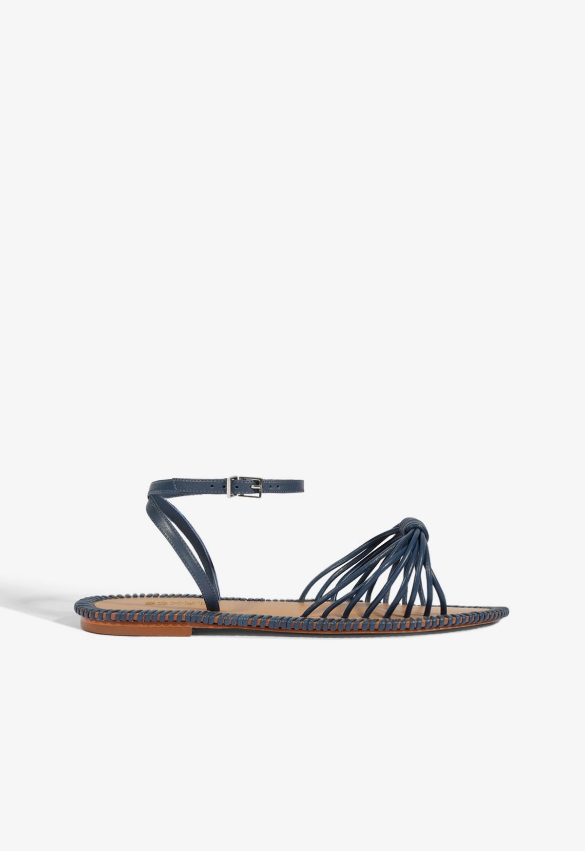 Livia Blue Leather Flat Sandal Fit Glow