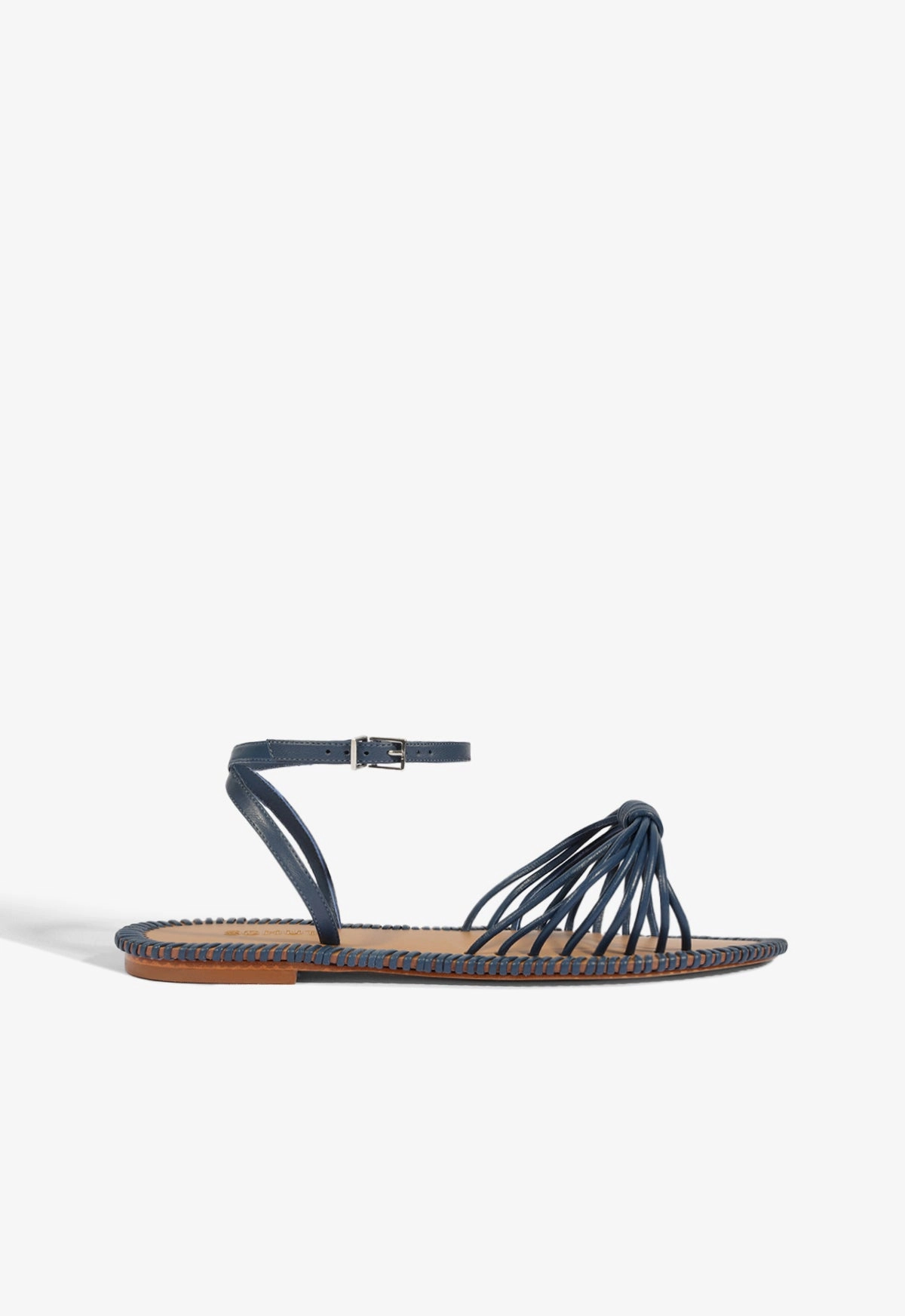 Livia Blue Leather Flat Sandal Ventilated Wave Glow