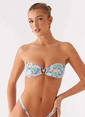 Lory Strapless Bikini Top - Santorini Floral Seaside Swim