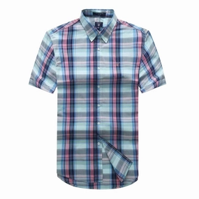 Gant Men Short Sleeve Check Shirt Tear Resistant Reinforcement