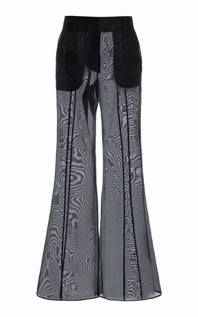 Sophisticated Style Rhein Sheer Pant in Black Silk Organza