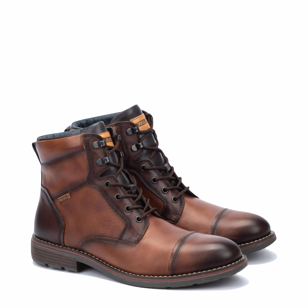 Flexible Base Everyday Routine Pikolinos Men's York Leather Lace Boot in Cuero Tan