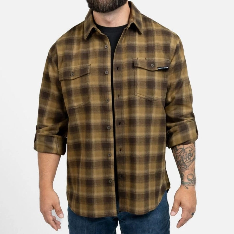 Wellness wear Men's Premium Plaid Flannel - Brown