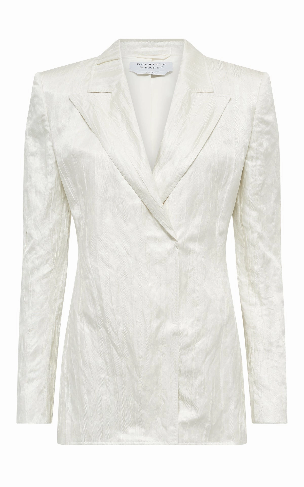 Stylish Layers Relaxed Layers Mairi Blazer in Ivory Metallic Crinkled Silk