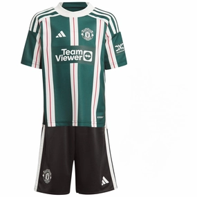 Manchester United 2023-24 Away Minikit Full Set Shirt & Shorts Durable Performance No Slip Gripper Hem
