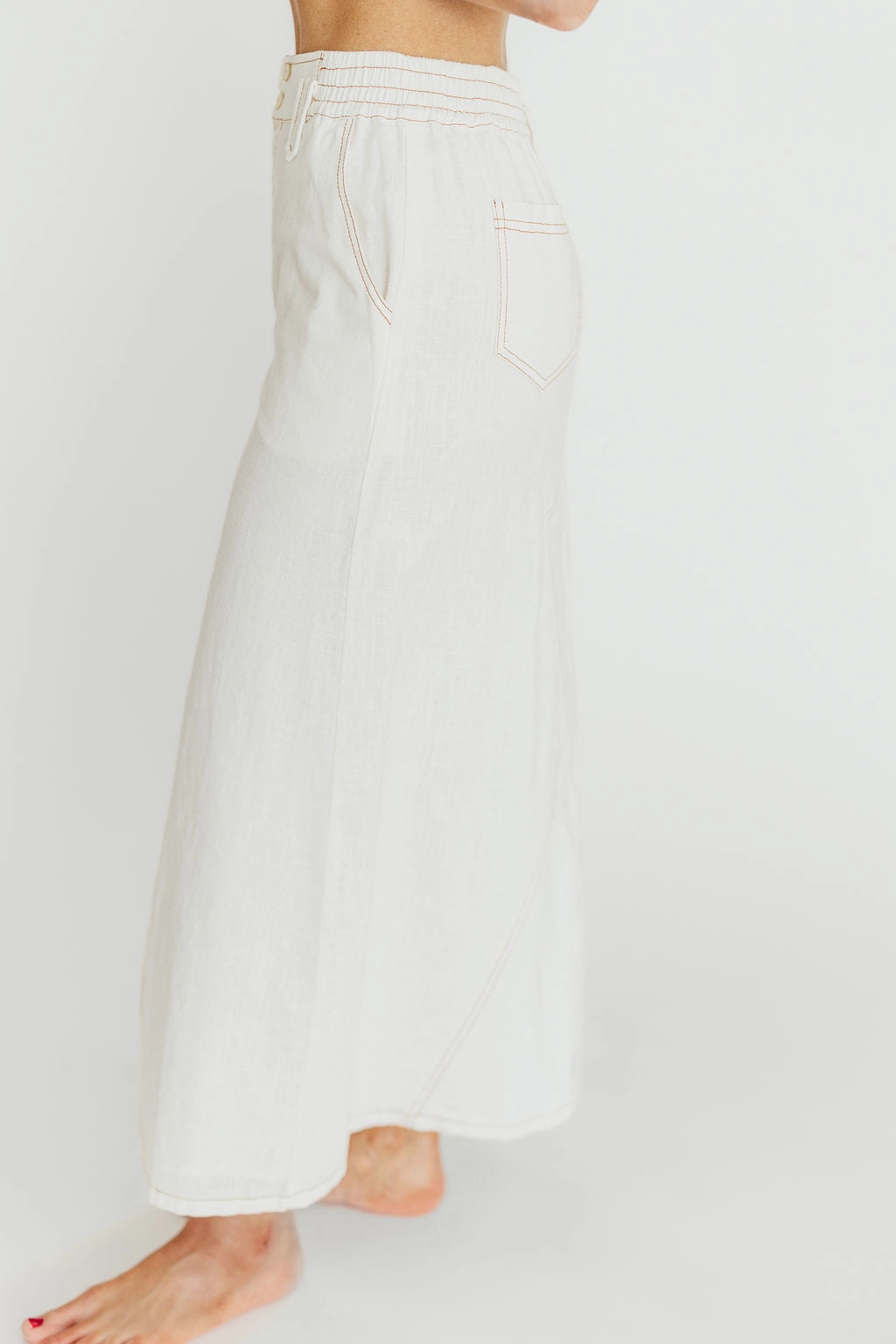 Timeless Piece Versatile Fit Marium Washed Linen Blend Maxi Skirt in Off-White *Final-Sale*