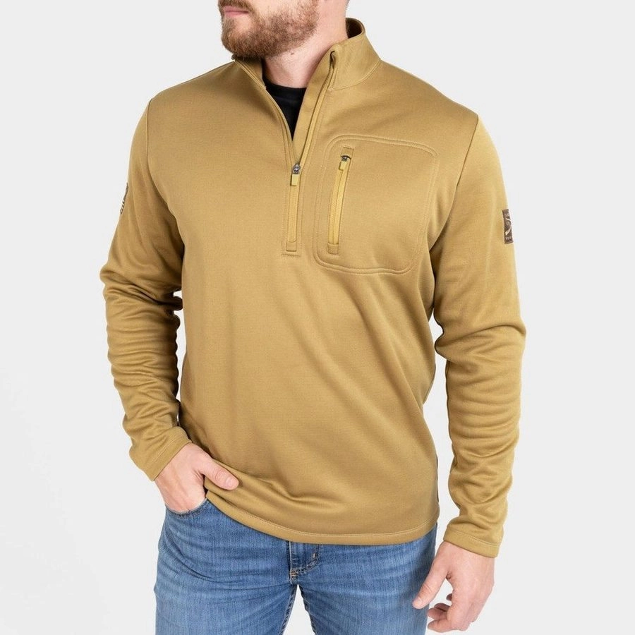 Men's 1/2 Zip Waffle Top - Coyote Sporty Style
