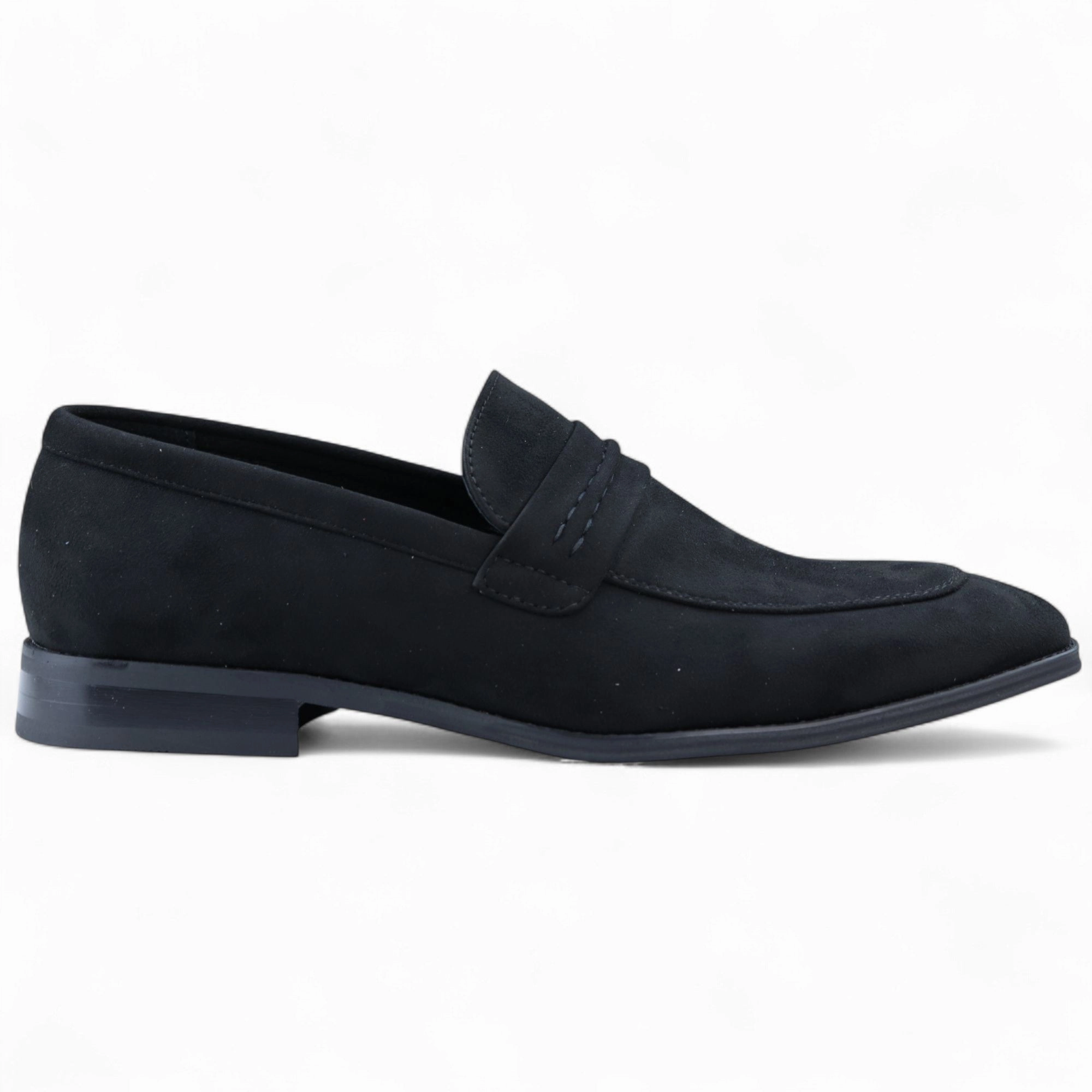 Light Dash Park Stroll Men's Black Suede Moccasin Loafers Smart Slip-On Shoes