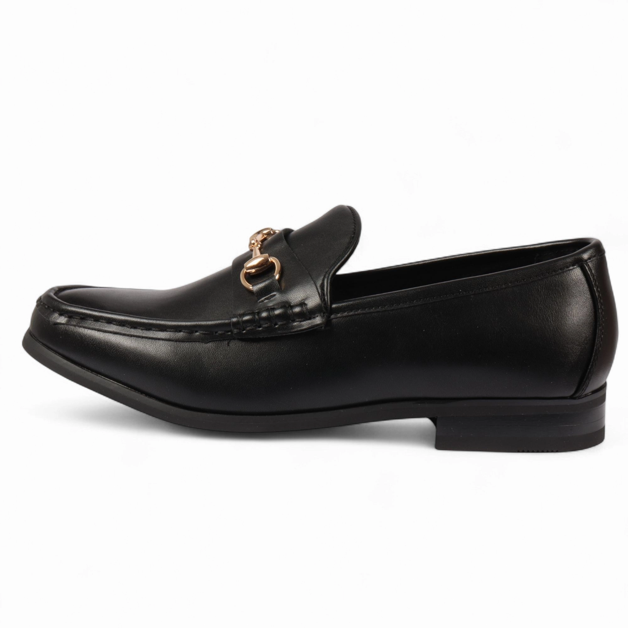 Men's Brown Loafers with Gold Buckle Smart Slip-On Shoes Featherlight Feel